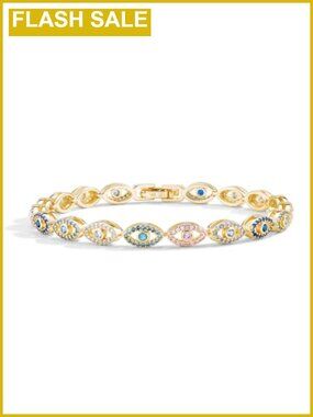14k Gold Filled Evil Eye Tennis Bracelet